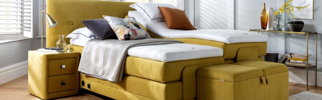 Adjustable beds Leicester – Colourbank showroom display of electric adjustable beds