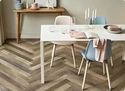 Amtico herringbone LVT flooring pattern installed at Colourbank Leicester